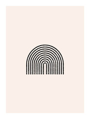 Leinwandbilder - Abstract wall art. Inspired by mid century modern design contemporary vector geometric background. Minimalist poster template with simple geometric black shapes and isolated worn out texture in beige 