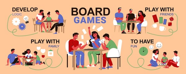 Wall Mural - Family Board Games Infographics