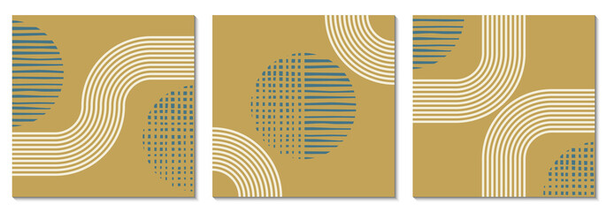 Wall Mural - abstract art background set with geometric shapes. minimal design with circles and lines. square con