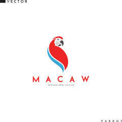 Canvas Print - Macaw parrot logo template. Isolated bird on white background