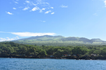 Poster - Landscape of volcano with green trees on the Pacific shoreline of the island of Maui, Hawaii