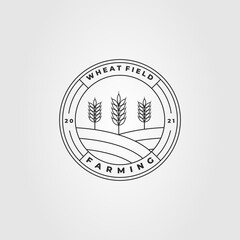 Wall Mural - wheat field logo. farming, agriculture logo vector illustration design