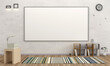 Classroom with large whiteboard, 3D rendering