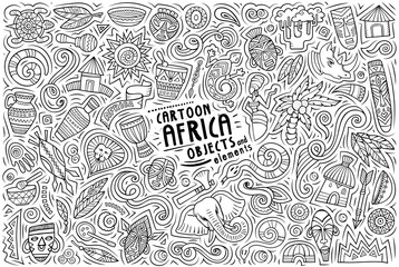 Wall Mural - Cartoon set of Africa theme items, objects and symbols