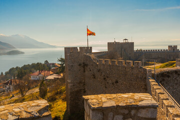 OHRID, NORTH MACEDONIA: The Old Fortress of King Samuel or Samuel's Stronghold in Ohrid, a UNESCO World Heritage Site