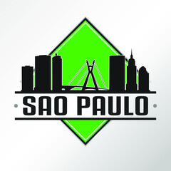 Canvas Print - Sao Paulo Brazil Skyline Logo. Adventure Landscape Design. Vector Illustration Cut File.