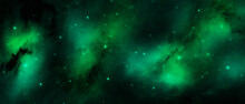 Abstract Green And Black Starry Universe 3d Illustartion