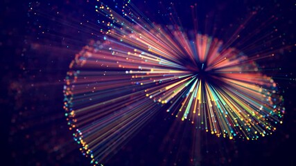 Wall Mural - magic multicolored sparkles of light with rays form flickering abstract simple structures like fiber
