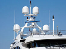 The Quarterdeck Of A Luxury Motor Yacht With Radar On The Deck