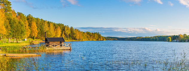 Poster - Nossen lake in autumn. Sweden