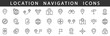 © warmworld - Location icons set. Navigation icons. Map pointer icons. Location symbols. Vector illustration