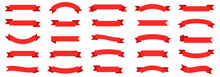 Ribbon Banner Set. Ribbons Collection. Red Ribbons. Vector Ribbon
