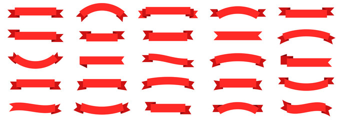 ribbon banner set. ribbons collection. red ribbons. vector ribbon