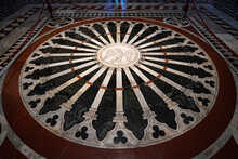 Mosaic Floor Of Siena Cathedral, A Medieval Church In Siena, Italy