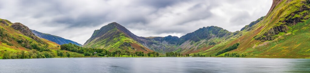 Sticker - Buttermere lake panorama overlooking Haystacks peak in Lake District. Cumbria, England