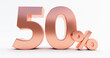 © mustapha - 50 percent on white background. 3d render of a bronze fifty percent