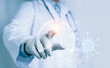 © Toowongsa - Doctor touching and diagnose virtual Human Lungs with coronavirus spread inside on modern interface screen