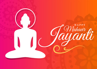 Happy Mahavir Jayanti wallpaper background, Jain festival greeting wishes poster vector, banner