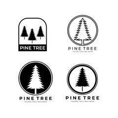 Wall Mural - pine tree logo bundle or set vintage badge vector illustration design
