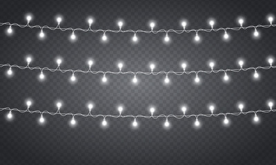 Wall Mural - glowing lights garland christmas, led neon lamp.