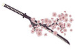 Japanese sword katana with sakura