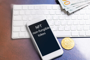 Wall Mural - Crypto Art concept. Blockchain called NFTs. Digital collectibles for cryptocurrencies. Non-fungible token for Crypto artworks