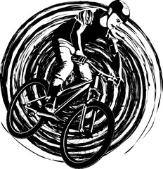 Canvas Print - monochromatic illustration of cyclist