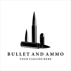 bullet ammo vintage vector logo illustration template design. army and military equipment for war or gun logo concept vector design