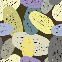 Canvas Print - Vector seamless colorful pattern of hand drawn abstract sketch oval shapes