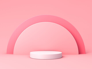Aufkleber - Blank white podium pedestal or platform isolated on pink pastel color wall background with shadow minimal conceptual 3D rendering