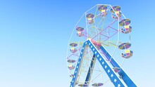Seamless Looping Ferris Wheel Animation Over Blue Sky - 3D Illustration