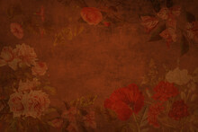 Decorative Floral Parchment Paper For A Background With Copy Space In The Middle