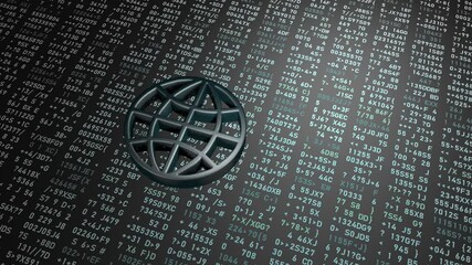 Wall Mural - global digital world. social information environment. earth symbol on the background of numbers and 