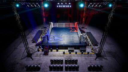 Wall Mural - Empty boxing arena waiting new round 