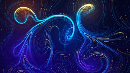 Abstract dark background with flowing swirling glowing lines