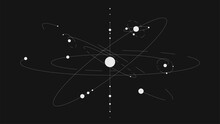 White Minimalistic Solar System With Lines On Black Background