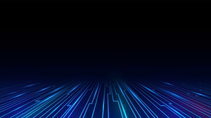 Glowing blue lines in perspective and black background