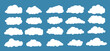 Cloud set isolated on blue background. White clouds Vector illustration.