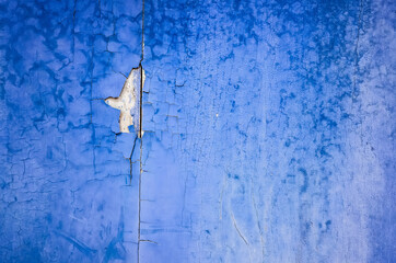 Wall Mural - weathered wood planks wall in blue color