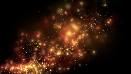 Wall Mural - 4k abstract motion background animation shining gold particles rotating and fluctuating in space sea