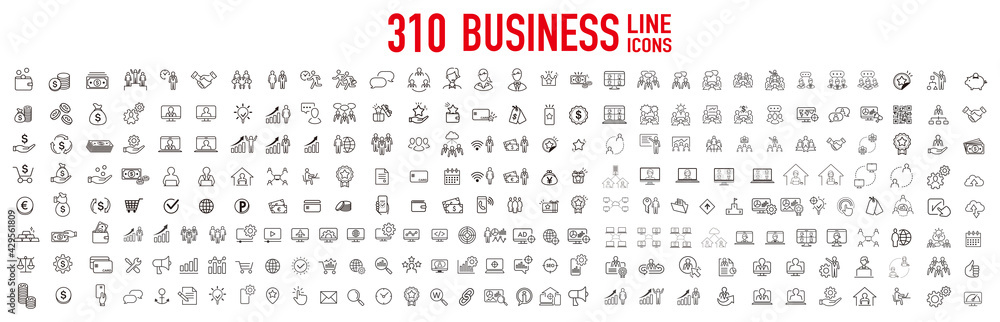 business contacts icons set vector - obrazy, fototapety, plakaty 