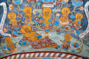  Murals (wall painting) of Elijah the Prophet church. Yaroslavl, Yaroslavl Oblast, Russia..