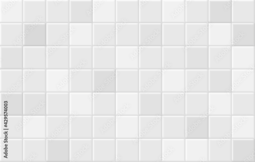 Square tiles seamless pattern. White ceramic tile background. - obrazy, fototapety, plakaty 