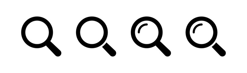Magnifying Glass Icon Set. Collection of Magnifying Glass Vector Symbol Icons for Search or Zoom.