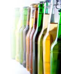 Canvas Print - colorful beer bottle  close-up,