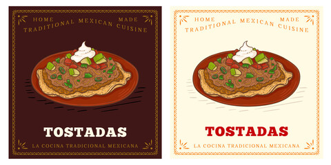 Poster - Mexican Food Tostada retro vintage realistic illustration