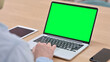 © stockbakers - Man Working on Laptop with Green Chroma Key Screen