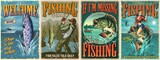 Vintage fishing colorful posters