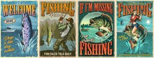 Vintage Fishing Colorful Posters