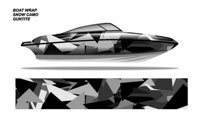 Snow Camo Boat Wrap